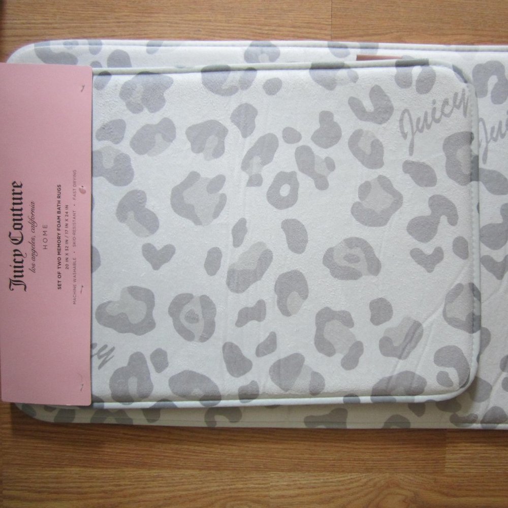 Juicy Couture Set of 2 Memory Foam Bath Rugs Cheetah Animal Print - Picture 1 of 4